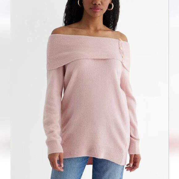 Blush Pink Off the Shoulder Oversized Sweater XS - Picture 1 of 10